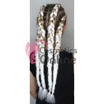 Coada de par afro impletita Premium 1 de 60 cm Alb (White) X01 Coada de par afro impletita Premium 1 de 60 cm Alb (White) X01
